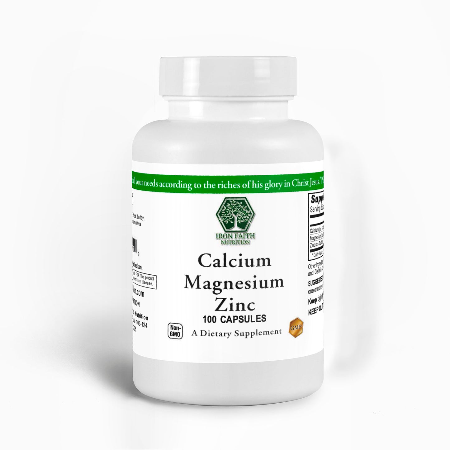 “Cal-Mag-Zinc — calcium magnesium zinc supplement for bone & muscle support — Iron Faith Nutrition”
“Daily calcium, magnesium, zinc — bone density and immune support”