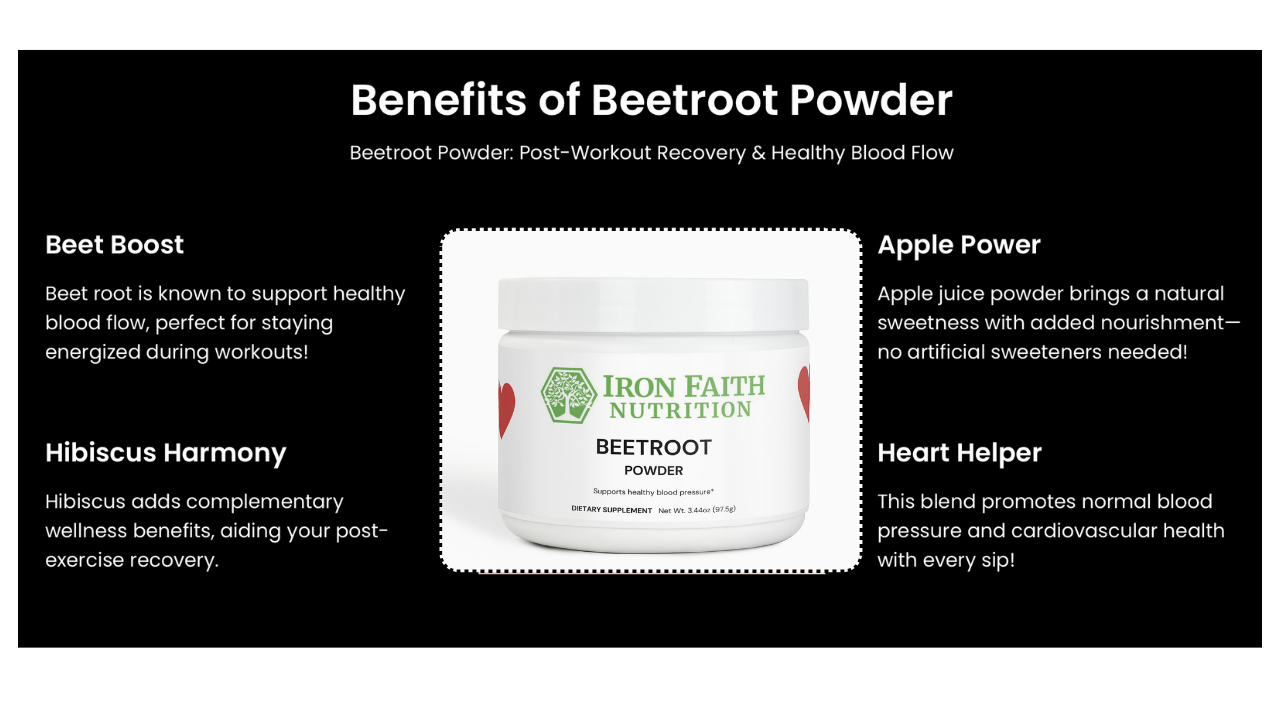 Unflavored red beet powder that mixes into water or smoothies for pre-workout NO support