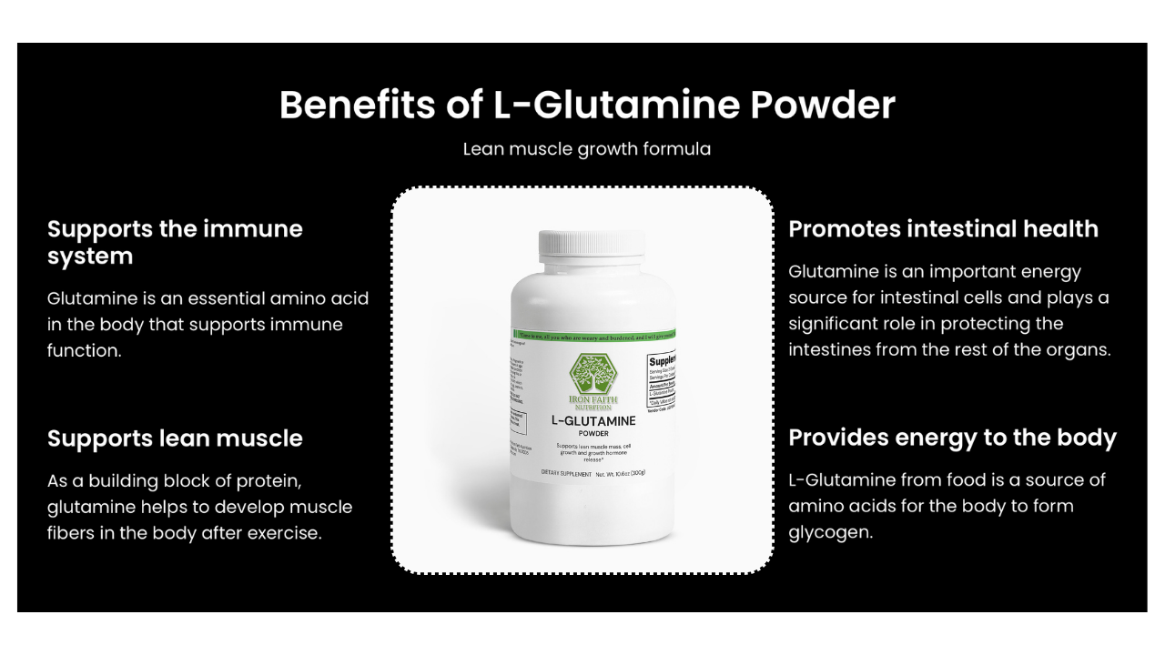 Pure free-form glutamine powder for post-workout and gut routine (300 g)
