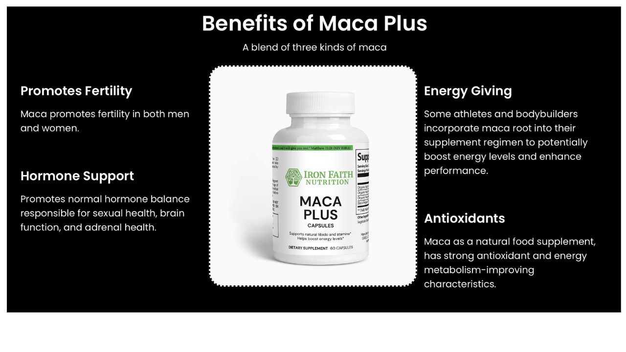 MACA Plus — concentrated maca root for adaptogenic energy, mood & healthy hormone balance — Iron Faith Nutrition