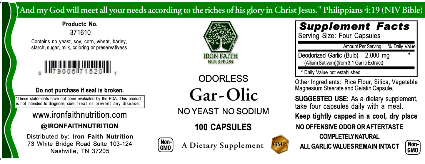 Gar-Olic (Odorless) – Heart, Immune & Antioxidant Support