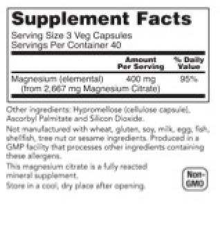 Highly bioavailable magnesium citrate capsules/powder for nightly wind-down and gut regularity