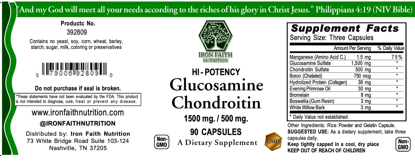 Glucosamine Chondroitin: Joint Comfort & Mobility Support - Iron Faith Nutrition