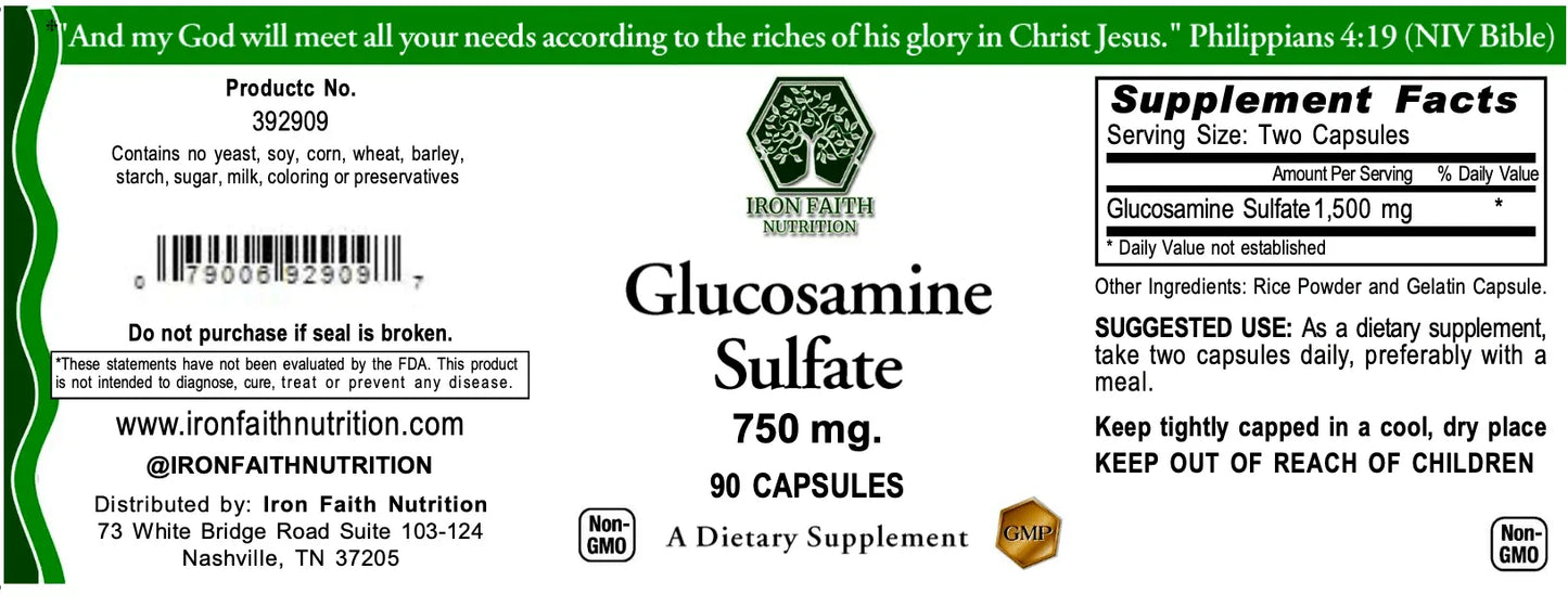 Glucosamine Sulfate 1500 mg — Cartilage Cushion, Lubrication & Mobility - Iron Faith Nutrition