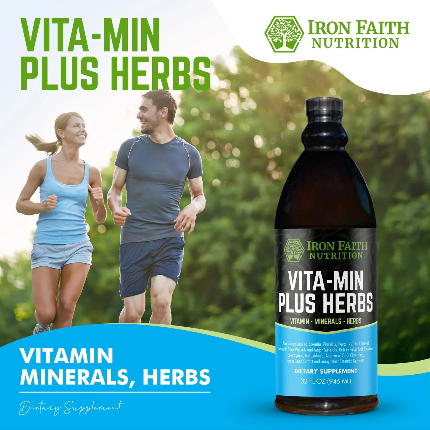 Vita-Min Plus Herbs - Liquid Multivitamin for Energy & Immunity - Iron Faith Nutrition
