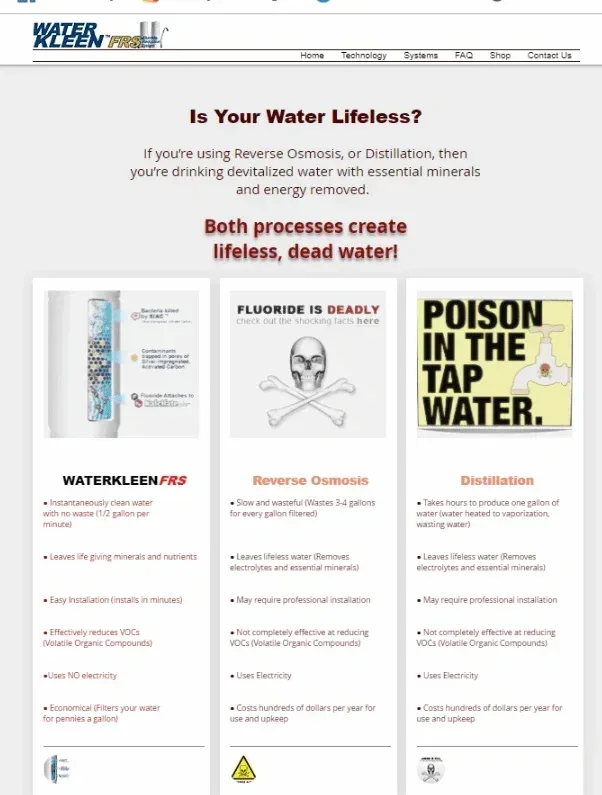 WaterKleen FRS System (Counter Top Unit) - Iron Faith Nutrition