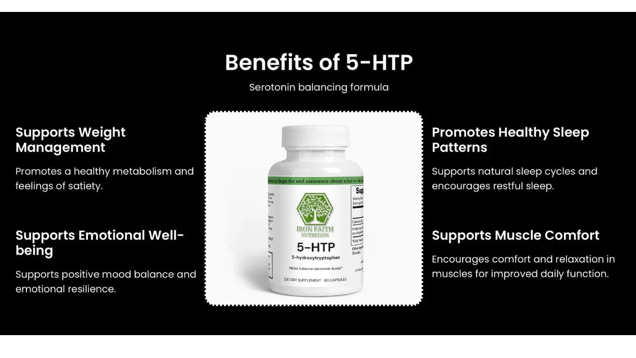 5-HTP 100 mg – Mood & Sleep Support | Serotonin Precursor from Griffonia | Non-GMO | 60 Capsules - Iron Faith Nutrition