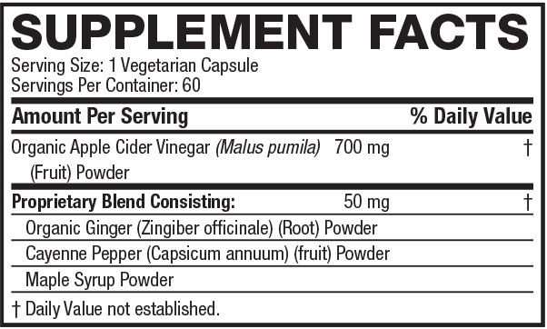 Vinagre de sidra de manzana, orgánico, 60 cápsulas vegetales