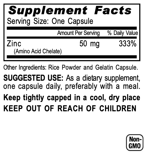 Zinc, Chelated 50 mg