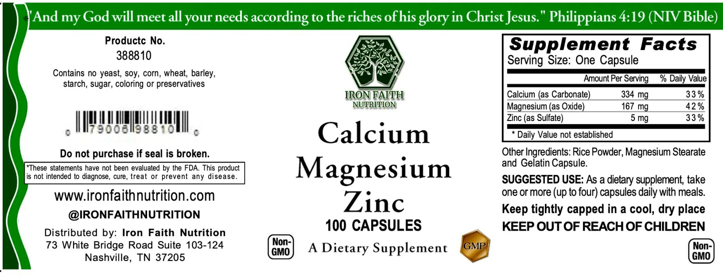 Cal-Mag-Zinc — Daily Bone, Muscle & Immune Balance (Foundational Mineral Trio) - Iron Faith Nutrition