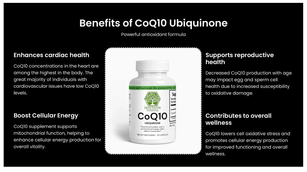 CoQ10 (Ubiquinone) – Cellular Energy, Heart & Antioxidant Support (30 Caps) - Iron Faith Nutrition