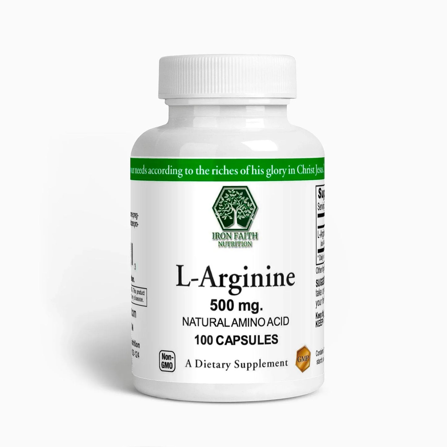 L-Arginine 500 mg — Nitric Oxide, Circulation & Endurance Support (100 Veg Caps) - Iron Faith Nutrition