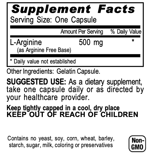 L-Arginine 500 mg — Nitric Oxide, Circulation & Endurance Support (100 Veg Caps) - Iron Faith Nutrition