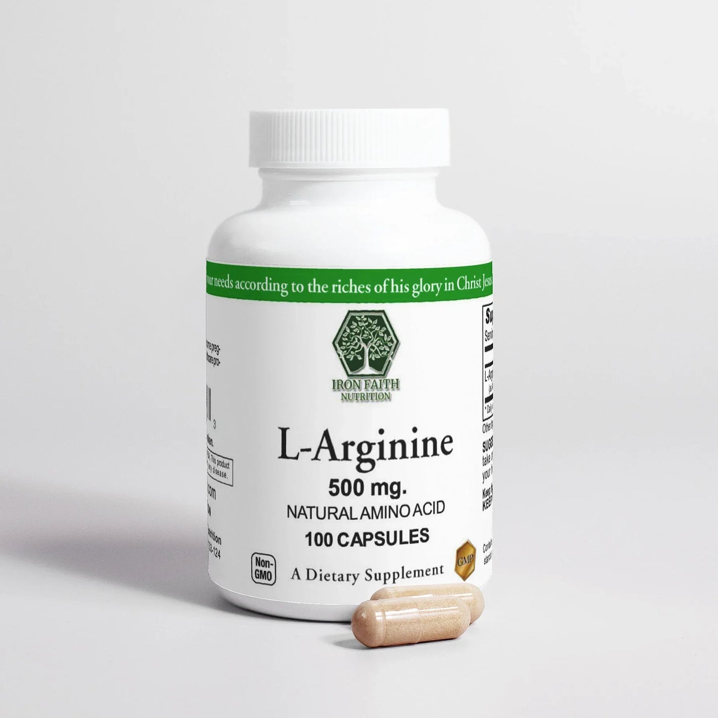 L-Arginine 500 mg — Nitric Oxide, Circulation & Endurance Support (100 Veg Caps) - Iron Faith Nutrition
