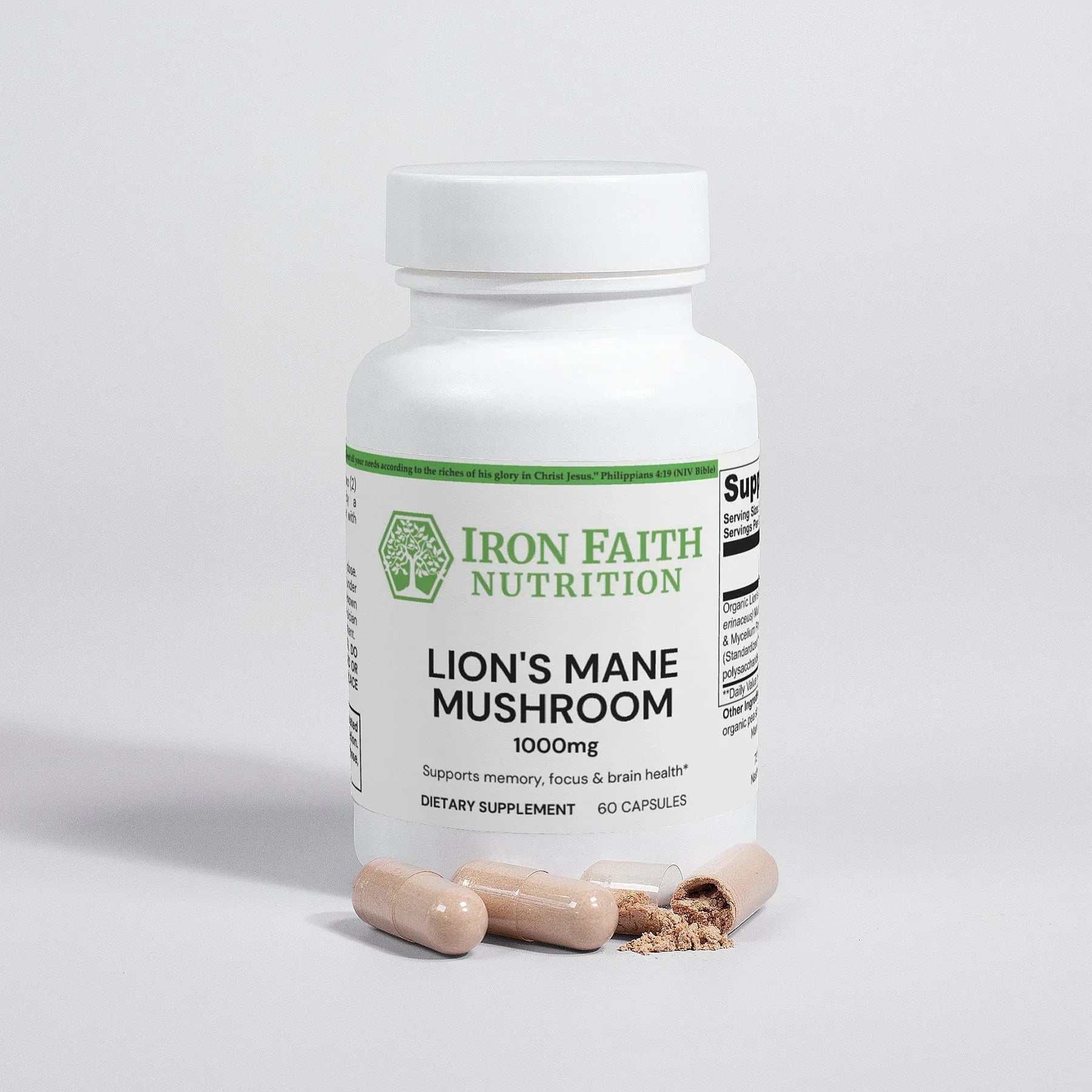 Lion’s Mane Mushroom — Cognitive Clarity & Nerve Support (60 Caps) - Iron Faith Nutrition