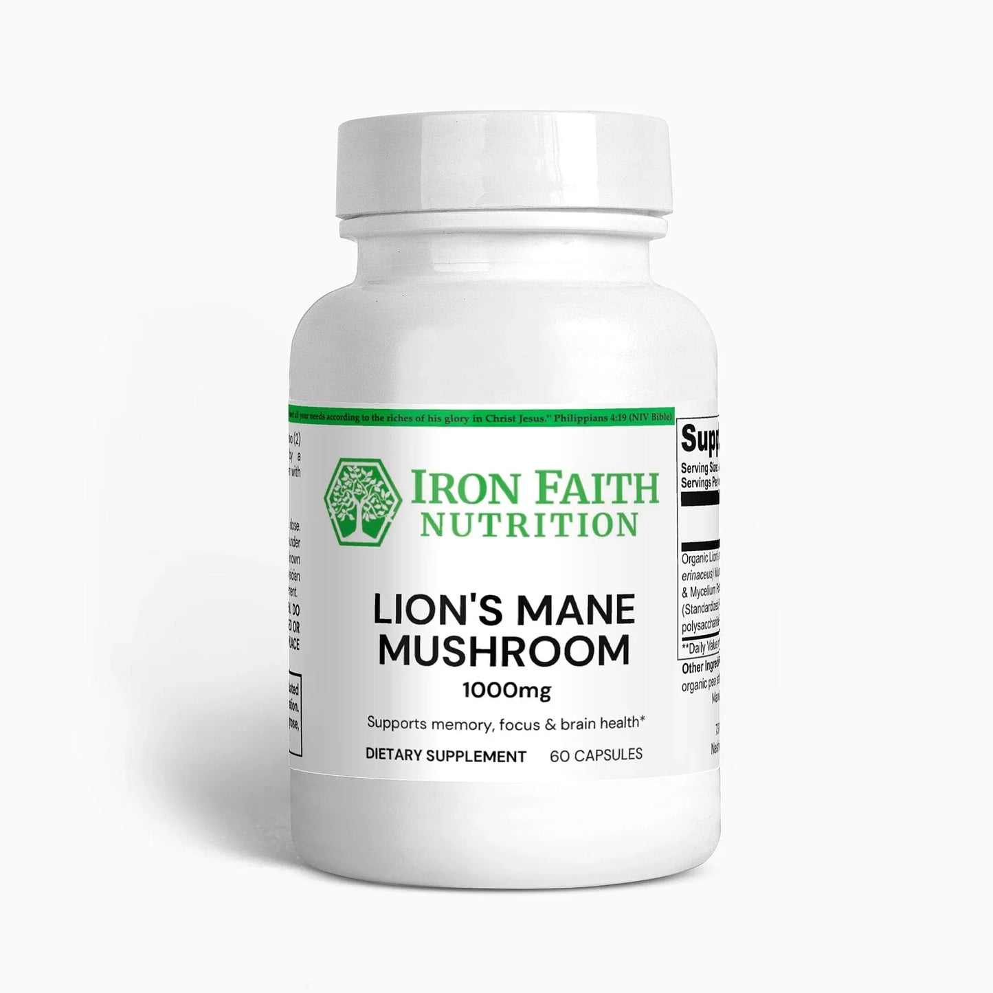 Lion’s Mane Mushroom — Cognitive Clarity & Nerve Support (60 Caps) - Iron Faith Nutrition