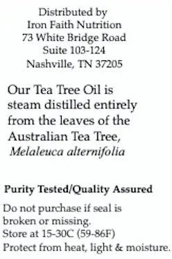 Tea Tree Oil — 100% Pure Australian (Melaleuca alternifolia) - Iron Faith Nutrition