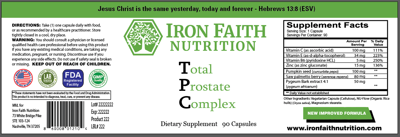 Total Prostate Complex (TPC) – Advanced Prostate and Men’s Wellness Support - Iron Faith Nutrition