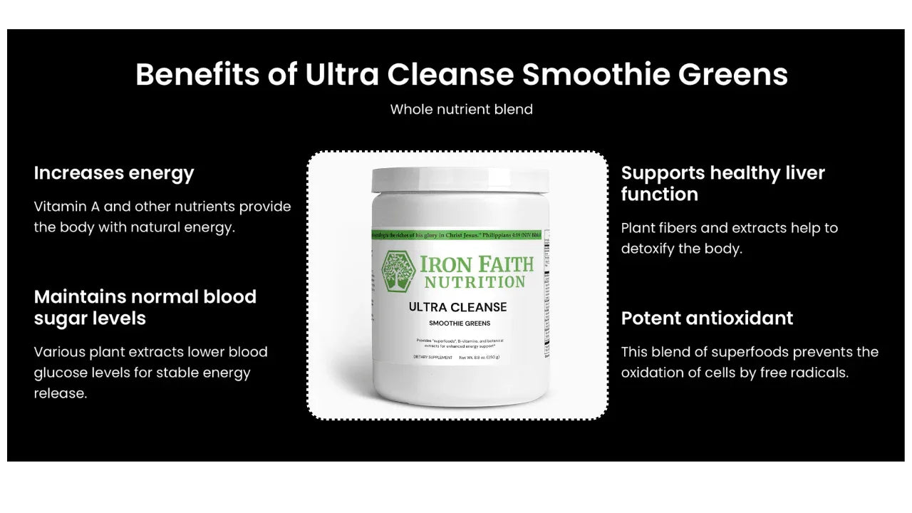 Ultra Cleanse Smoothie Greens — Organic Grasses + Superfoods (250 g) - Iron Faith Nutrition