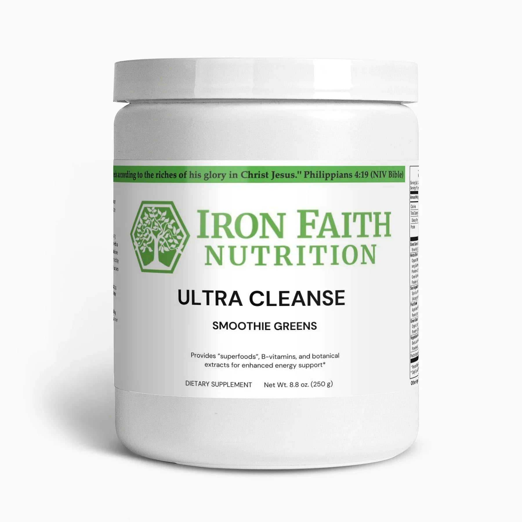Ultra Cleanse Smoothie Greens — Organic Grasses + Superfoods (250 g) - Iron Faith Nutrition