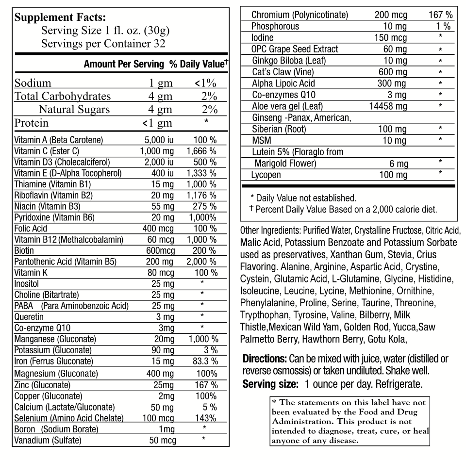 Vita-Min Plus Herbs - Liquid Multivitamin for Energy & Immunity - Iron Faith Nutrition