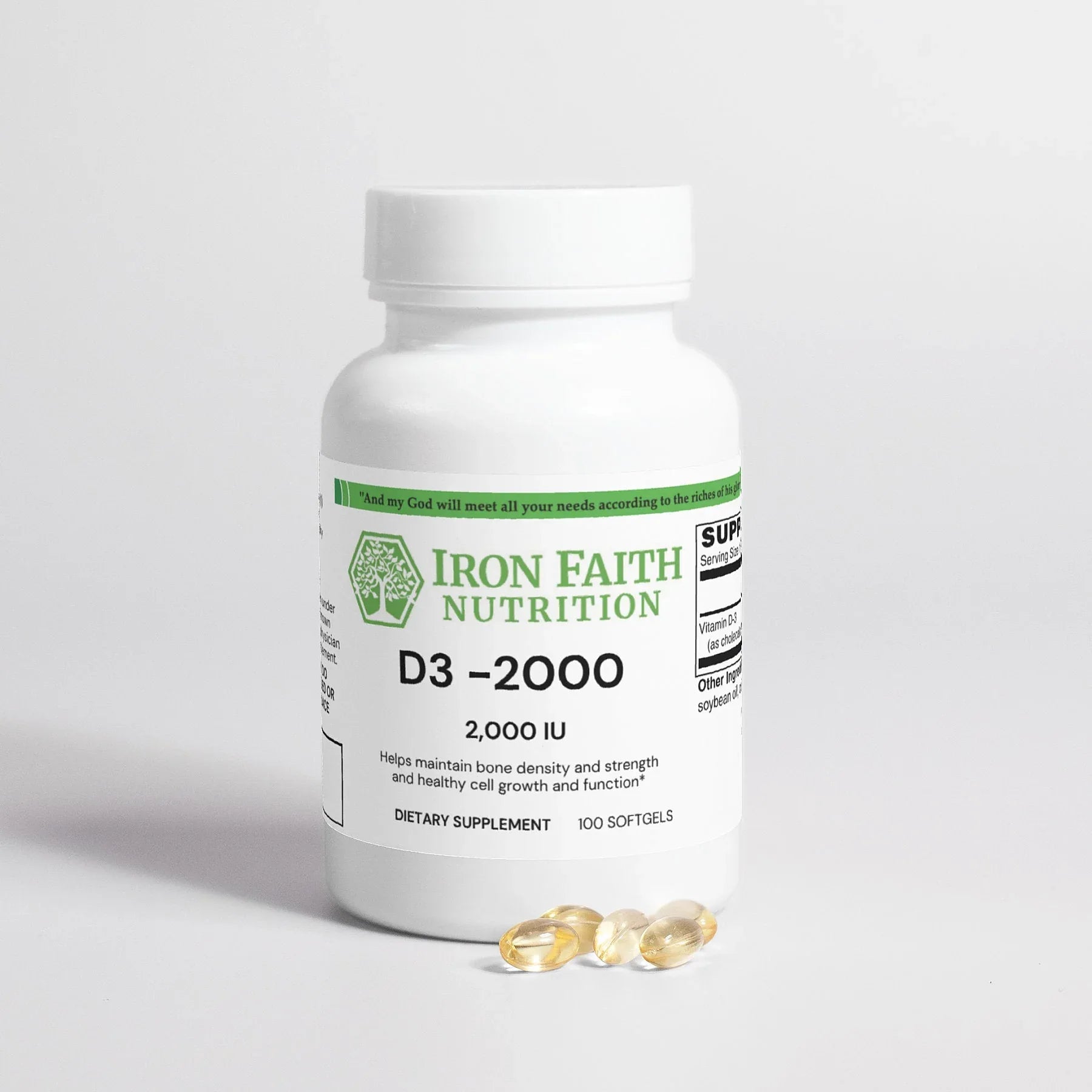 Vitamin D3 2,000 IU (50 mcg) – Immune, Bone & Muscle Support - Iron Faith Nutrition