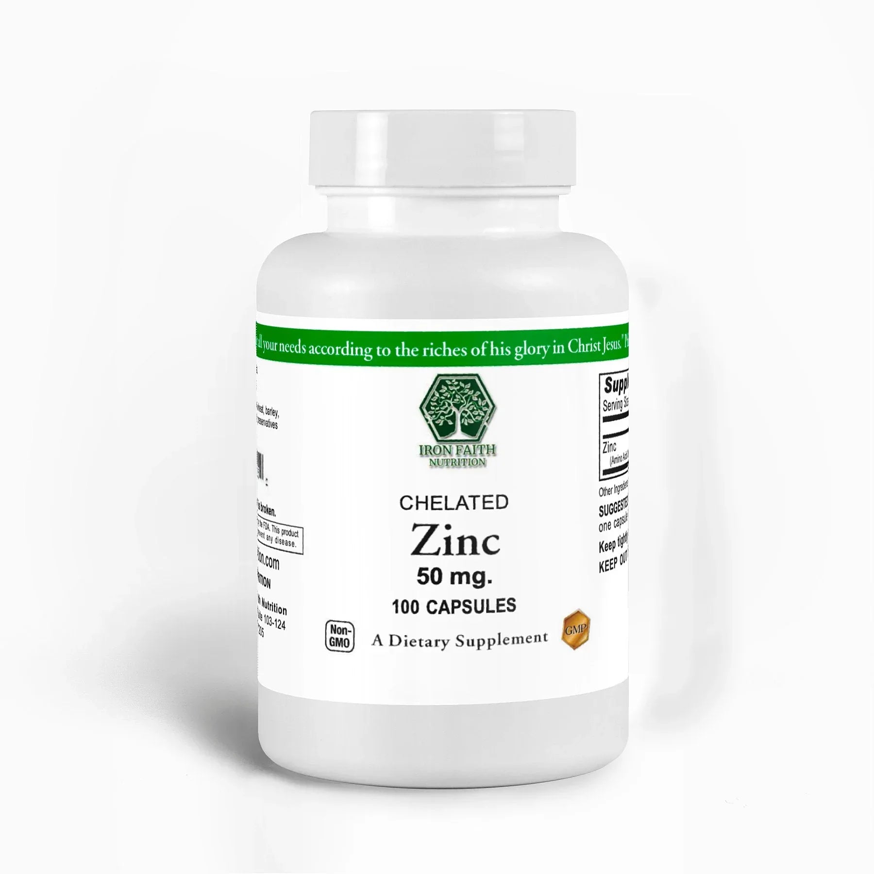 Zinc Chelated 50 mg - Immune & Skin Support - Iron Faith Nutrition