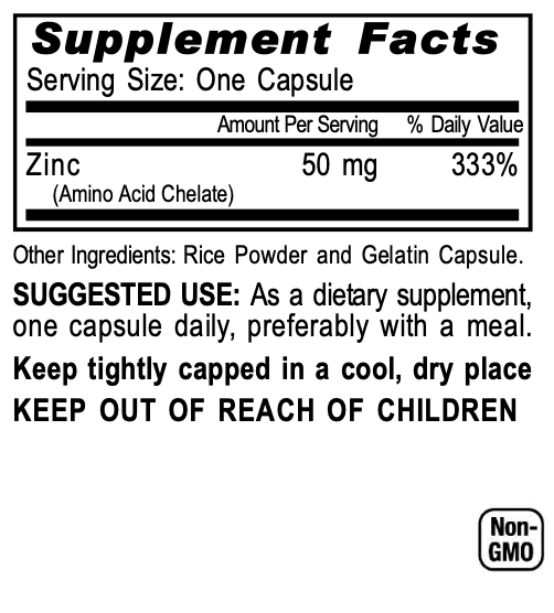 Zinc Chelated 50 mg - Immune & Skin Support - Iron Faith Nutrition